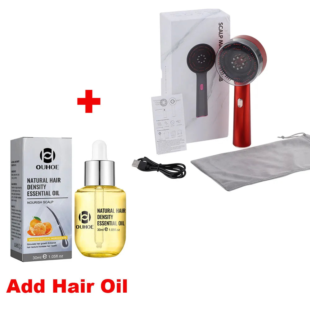 3-in-1 Electric Scalp Massager with Hair Oil Applicator & Red Light Therapy