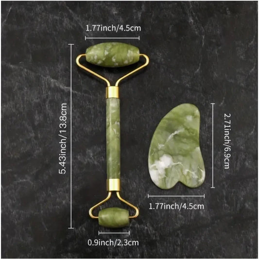 Natural Jade Face Roller & Gua Sha Massager
