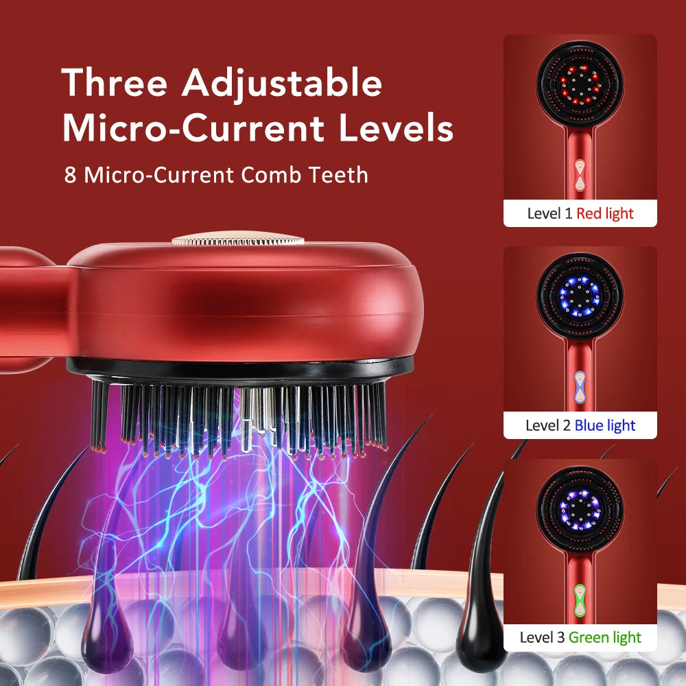 3-in-1 Electric Scalp Massager with Hair Oil Applicator & Red Light Therapy