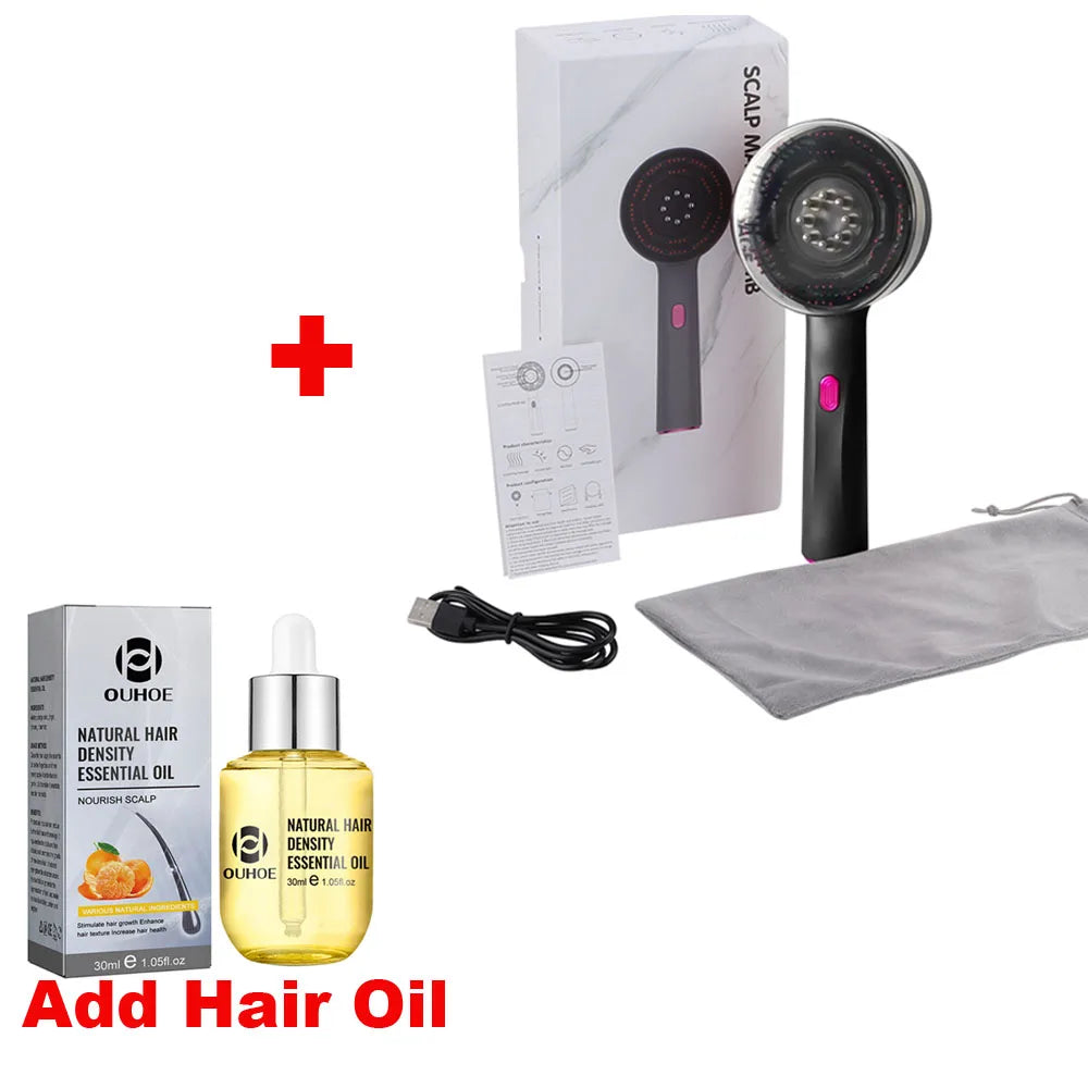 3-in-1 Electric Scalp Massager with Hair Oil Applicator & Red Light Therapy