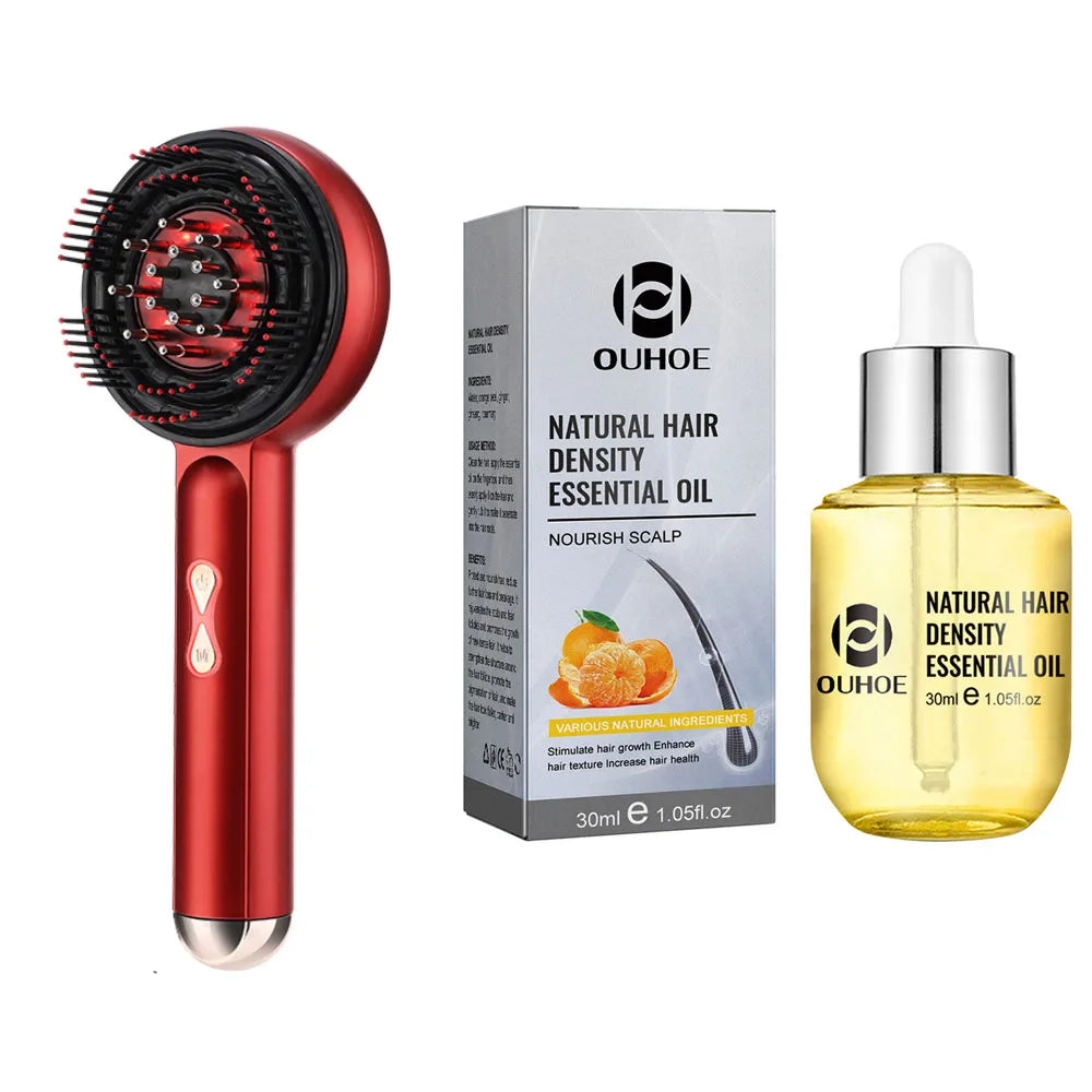3-in-1 Electric Scalp Massager with Hair Oil Applicator & Red Light Therapy