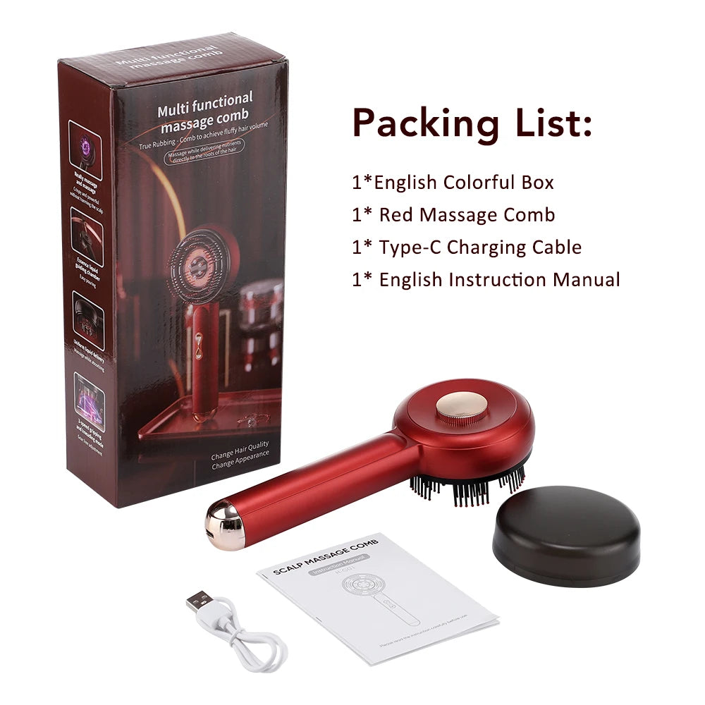 3-in-1 Electric Scalp Massager with Hair Oil Applicator & Red Light Therapy
