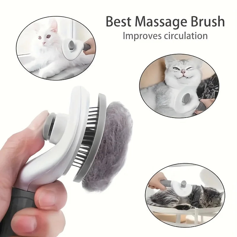 One-Click Self-Cleaning Pet Hair Removal Brush
