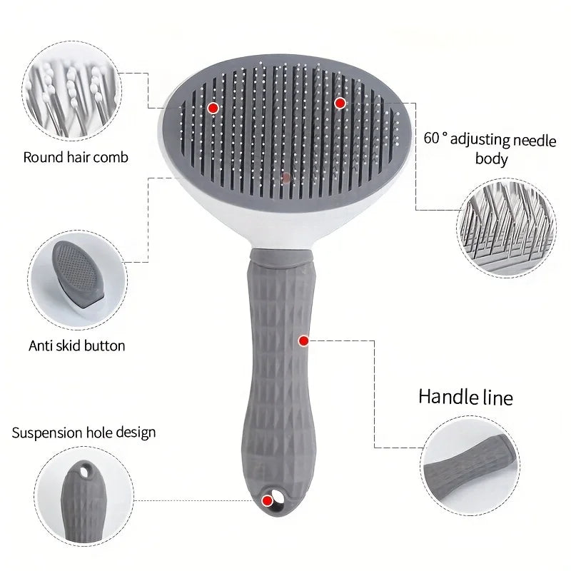 One-Click Self-Cleaning Pet Hair Removal Brush